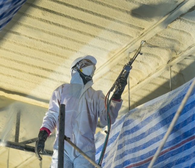 spray foam insulation worker