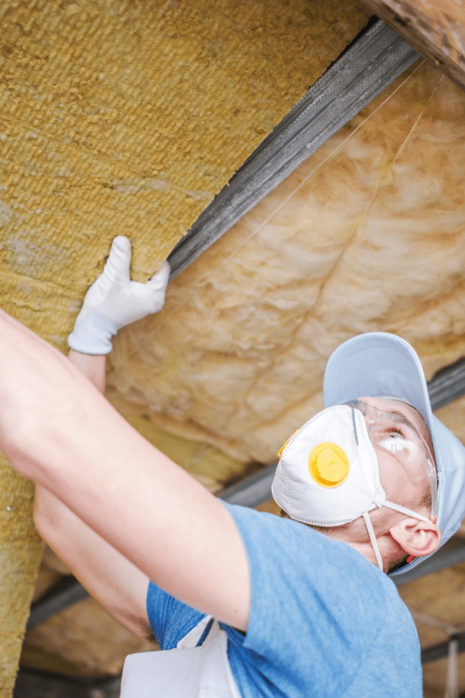 Contractor Installing Insulation in Manotick Ontario.