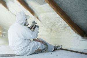 Contractor Installing Spray Foam in Manotick.