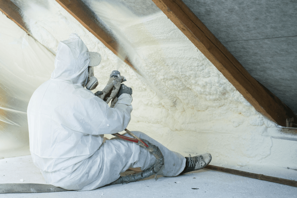 Contractor Installing Spray Foam in Manotick.
